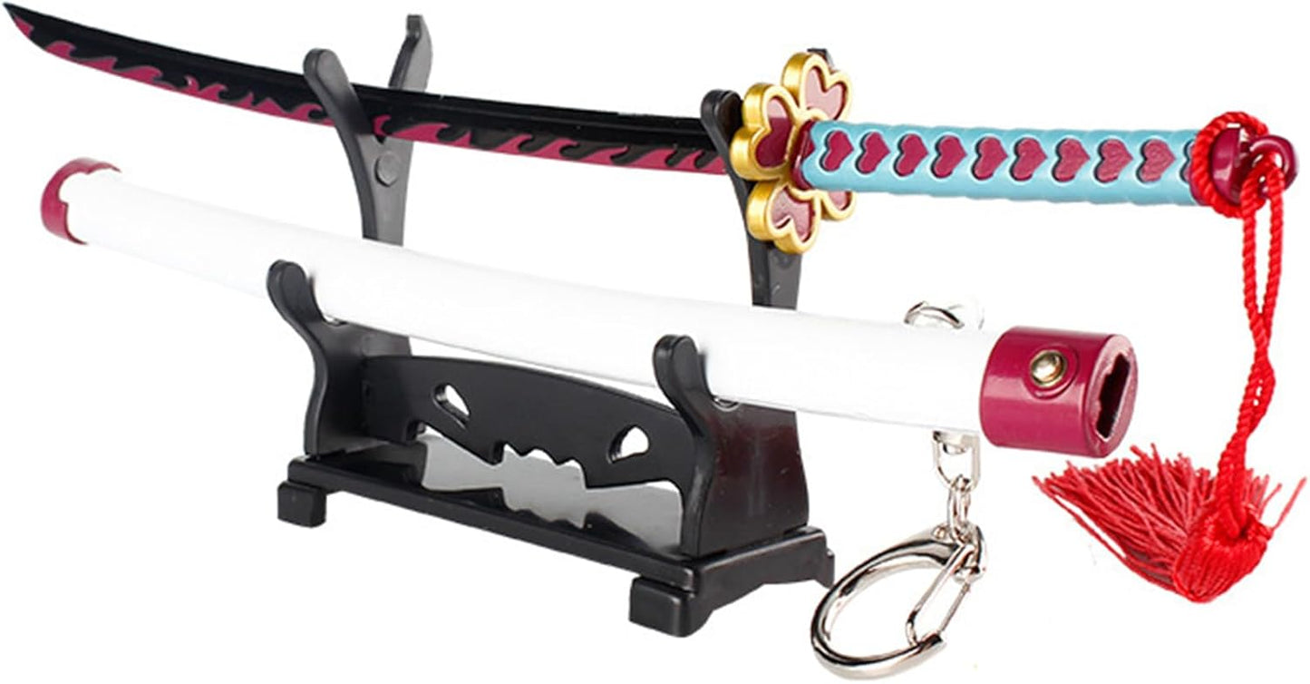 Monenjoy ミニ武器 鬼滅の刃　胡蝶 しのぶ 22cm 押して弾むキーホルダー 未開刃 おもちゃ 合金 レプリカ メタル製 キーホルダーアクセサリー キーリング キーチェーン 小物 雑貨 手遊び 卓上装備品 フィギュア武器 - Monenjoy