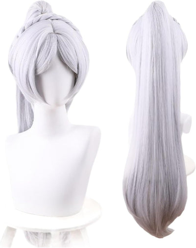 Monenjoy 葬送のフリーレン フリーレン ポニーテール ウィッグ ロング 自然 グラデーション フルウィッグ バレない セミロング ミディアム 可愛い ハイトーンカラー ハイライト かつら - Monenjoy