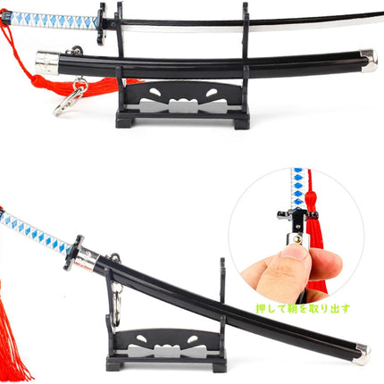 Monenjoy ミニ武器 鬼滅の刃　胡蝶 しのぶ 22cm 押して弾むキーホルダー 未開刃 おもちゃ 合金 レプリカ メタル製 キーホルダーアクセサリー キーリング キーチェーン 小物 雑貨 手遊び 卓上装備品 フィギュア武器 - Monenjoy