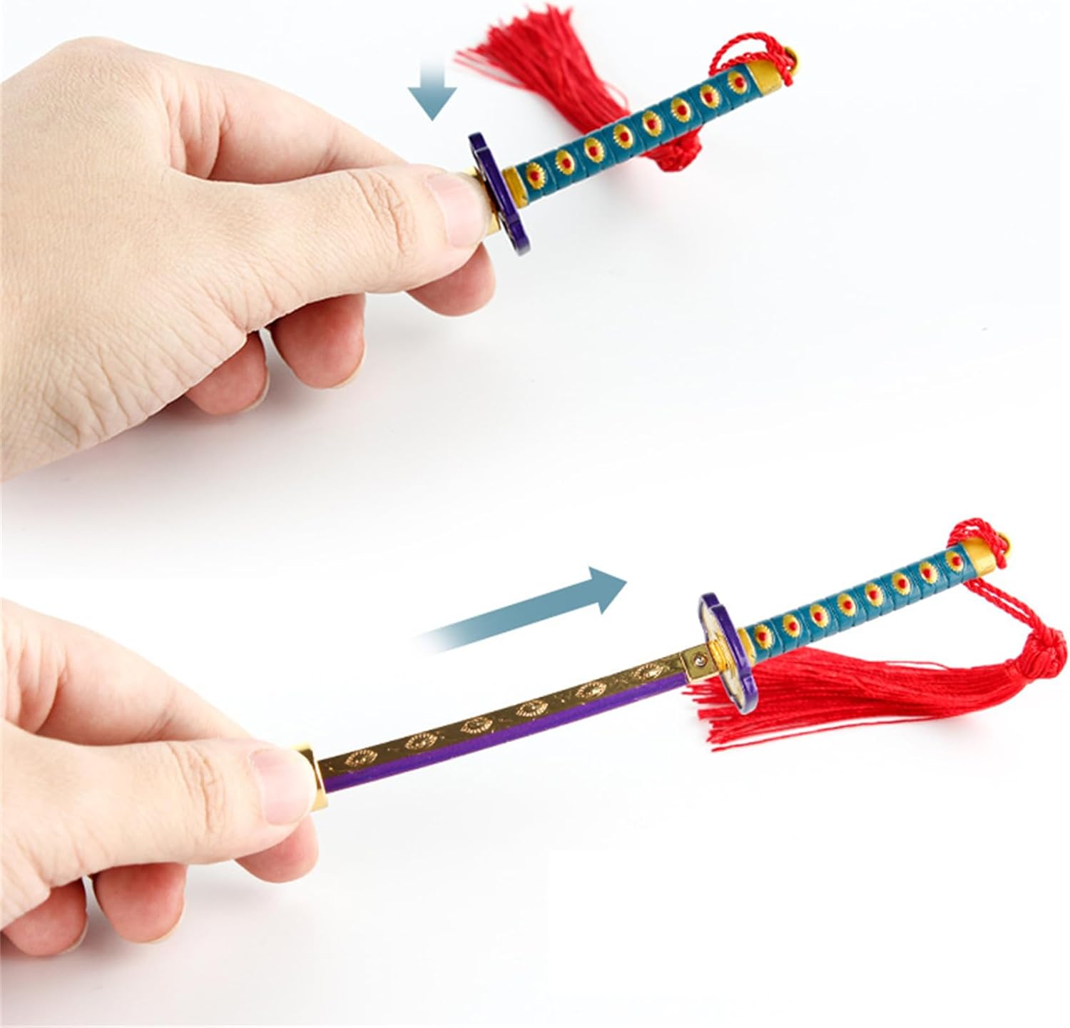 Monenjoy ミニ武器 鬼滅の刃　胡蝶 しのぶ 22cm 押して弾むキーホルダー 未開刃 おもちゃ 合金 レプリカ メタル製 キーホルダーアクセサリー キーリング キーチェーン 小物 雑貨 手遊び 卓上装備品 フィギュア武器 - Monenjoy