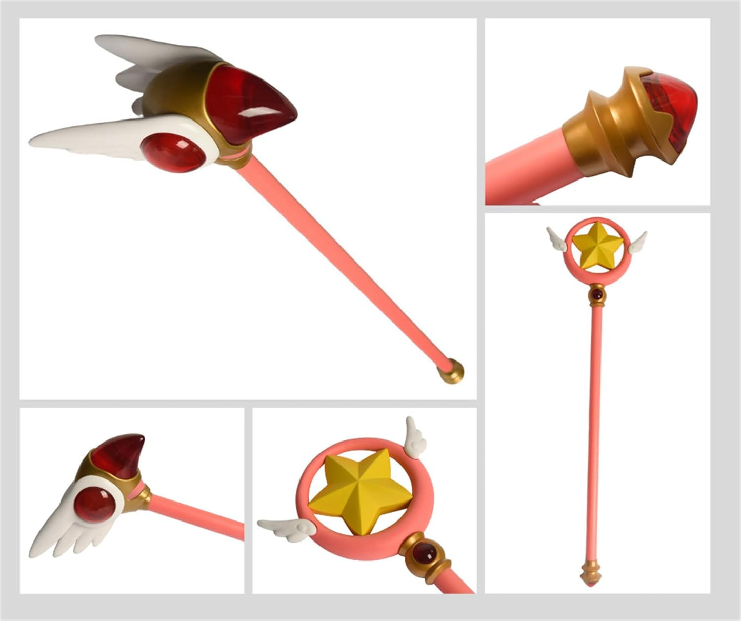 Monenjoyカードキャプターさくら 封印の杖 75cm クロウカード 1：1レプリカ 樹脂 クロウカード 可愛い コスプレ道具 ハロウィン コスプレ 武器 道具 用具 ハロウィン イベント 学園祭 [並行輸入品] - Monenjoy