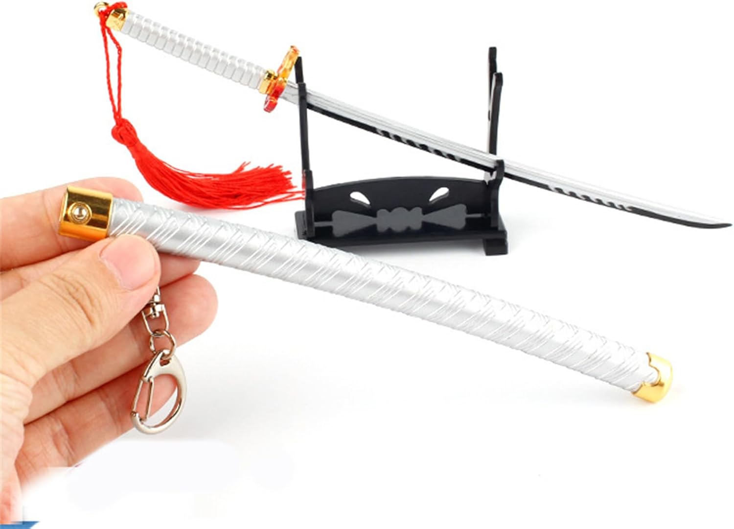 Monenjoy ミニ武器 鬼滅の刃　胡蝶 しのぶ 22cm 押して弾むキーホルダー 未開刃 おもちゃ 合金 レプリカ メタル製 キーホルダーアクセサリー キーリング キーチェーン 小物 雑貨 手遊び 卓上装備品 フィギュア武器 - Monenjoy