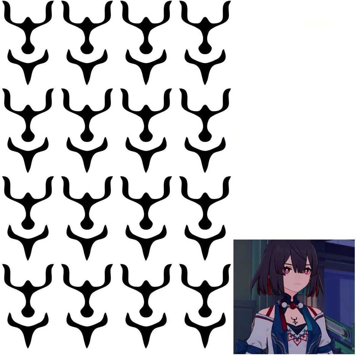 monenjoy 崩壊スターレイル アベンチュリン コスプレ　タトゥーシール　小物 花 炎 文字 顔 背中 首元 ボディーシール セット グッズ 人気 おしゃれ 飾り ファッション ハロウィン イベント 装備品 - Monenjoy