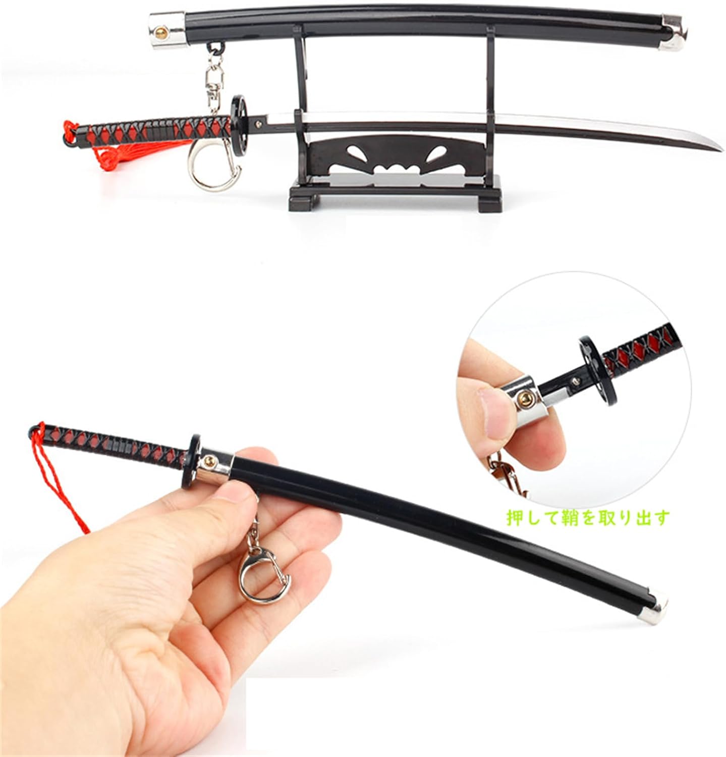 Monenjoy ミニ武器 鬼滅の刃　胡蝶 しのぶ 22cm 押して弾むキーホルダー 未開刃 おもちゃ 合金 レプリカ メタル製 キーホルダーアクセサリー キーリング キーチェーン 小物 雑貨 手遊び 卓上装備品 フィギュア武器 - Monenjoy