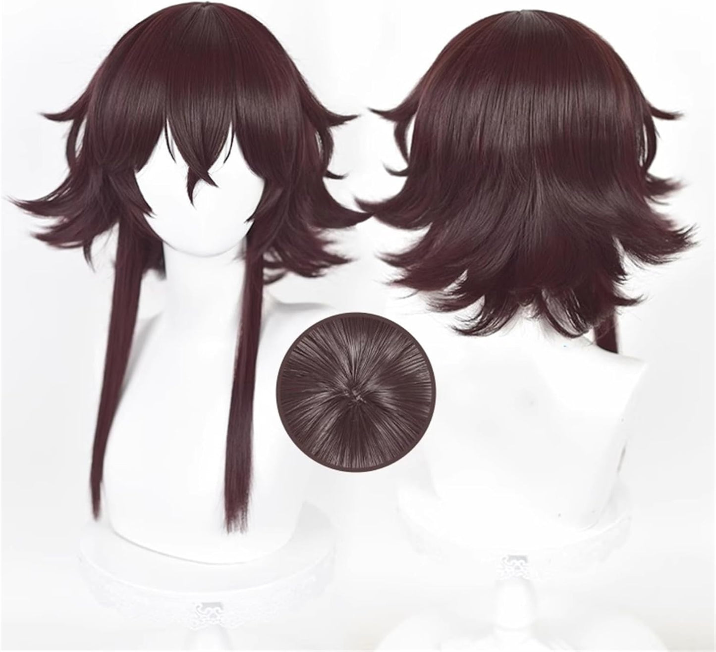 Monenjoy文豪ストレイドッグス 末広鐵腸 ウィッグ 文スト 50cm 公演 コスプレ 衣装 舞台 自然 つけ毛 ルーズ メッシュ 耐熱 自然 - Monenjoy