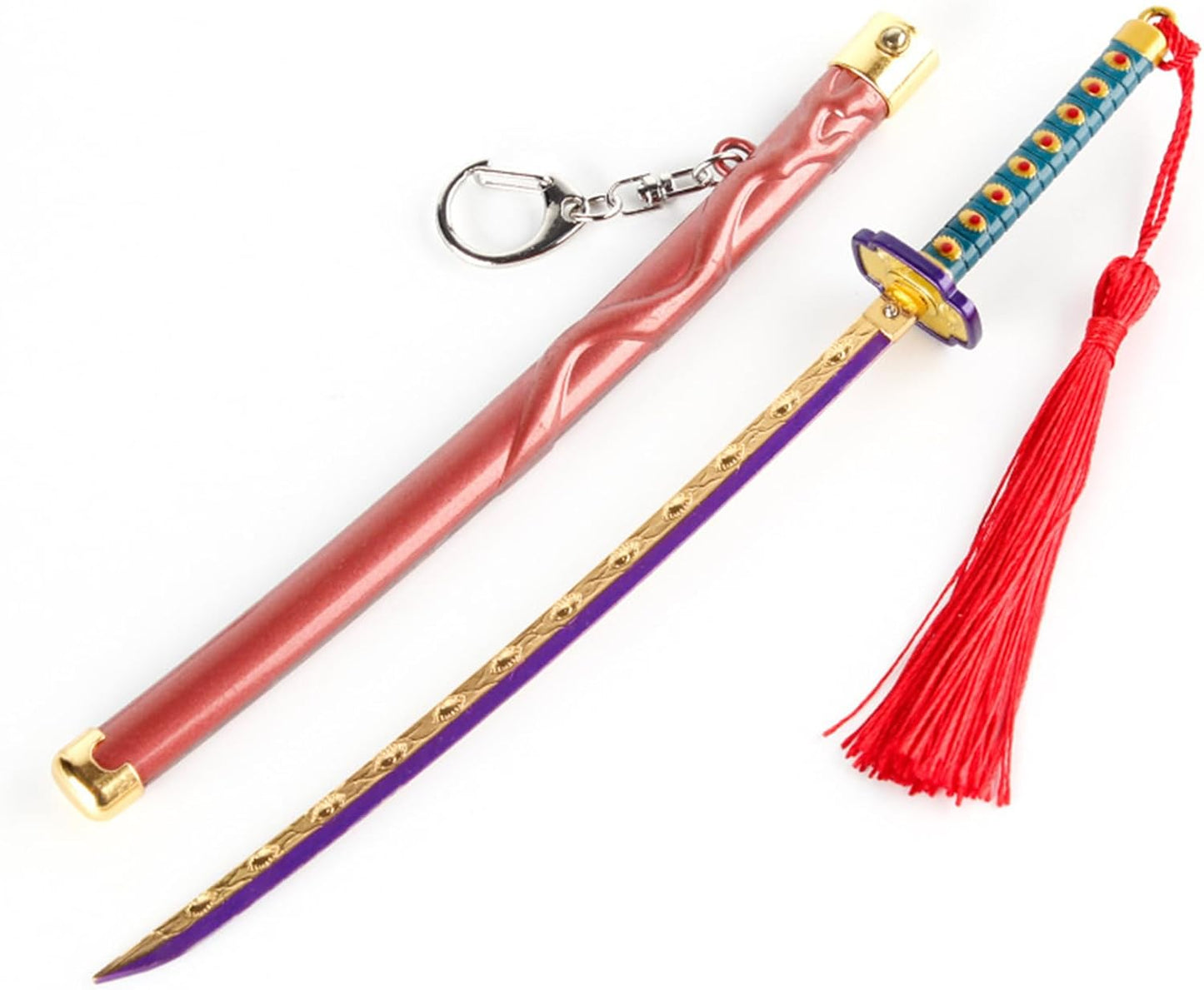 Monenjoy ミニ武器 鬼滅の刃　胡蝶 しのぶ 22cm 押して弾むキーホルダー 未開刃 おもちゃ 合金 レプリカ メタル製 キーホルダーアクセサリー キーリング キーチェーン 小物 雑貨 手遊び 卓上装備品 フィギュア武器 - Monenjoy