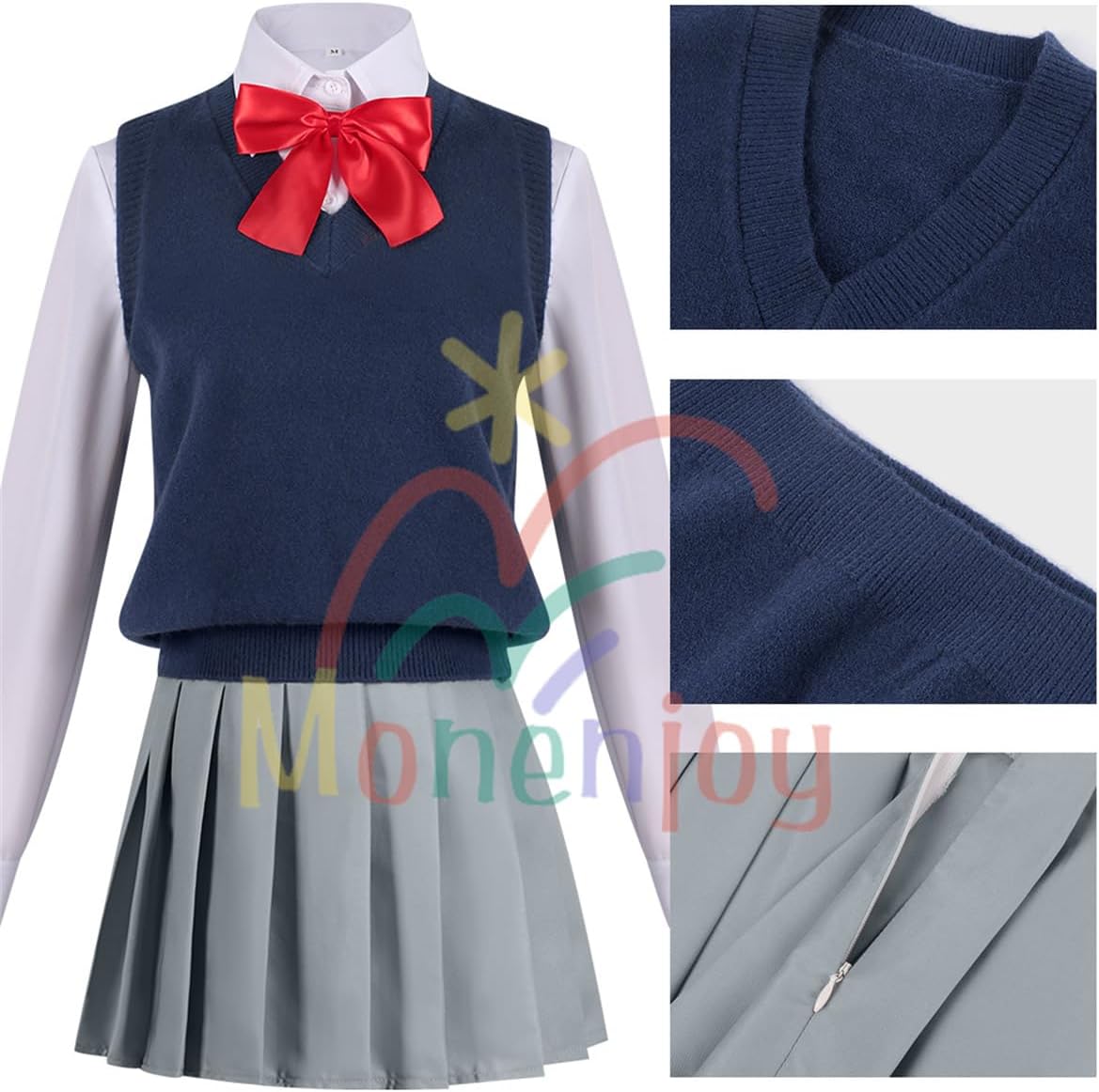 Monenjoy 2.5次元の誘惑 にごリリ 天乃リリサ コスチューム JK服 高校服 ユニフォーム コスプレ衣装 髪飾り付 cosplay ハロウィン クリスマス 仮装 イベント スカート - Monenjoy