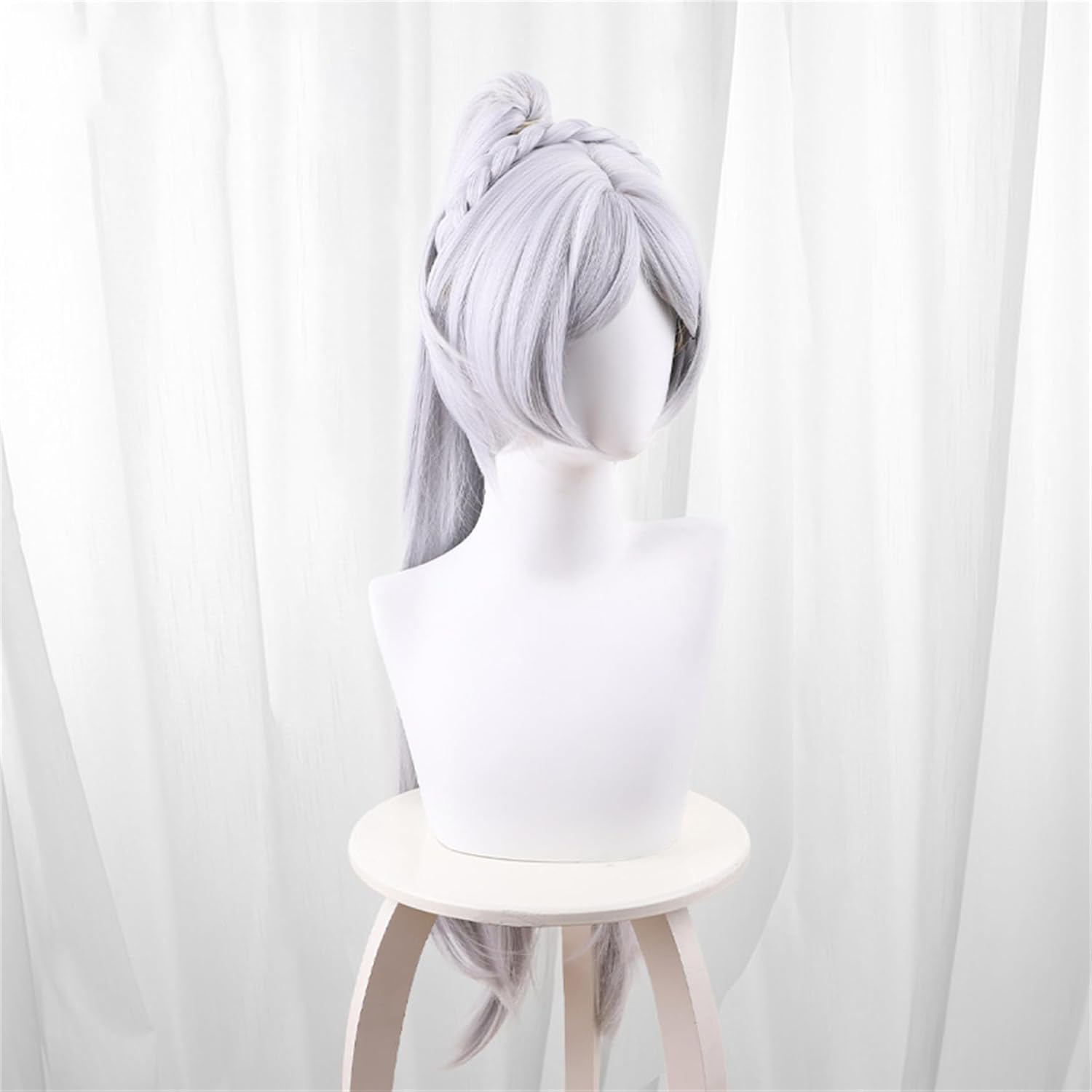 Monenjoy 葬送のフリーレン フリーレン ポニーテール ウィッグ ロング 自然 グラデーション フルウィッグ バレない セミロング ミディアム 可愛い ハイトーンカラー ハイライト かつら - Monenjoy