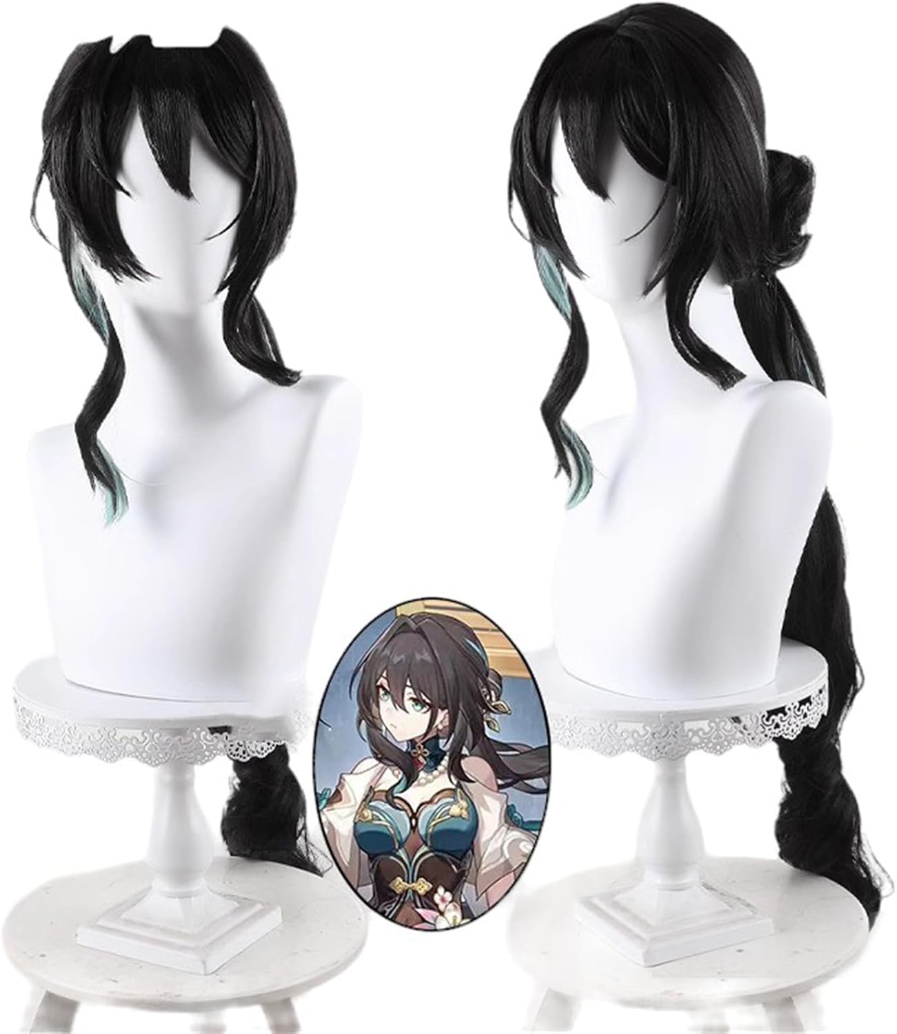 Monenjoy 崩壊スターレイル 桂乃芬 ウィッグ 80cm ロング 自然 ショート ボブ フルウィッグ ストレート ウイッグ wig かつら フルウィッグ ミディアム セミロング - Monenjoy