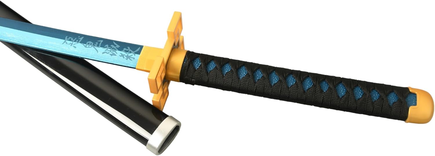 Monenjoy 鬼滅の刃　日輪刀 時透 無一郎 76cm 子供 手遊び 大正時代 サムライ 美術刀　ときとう むいちろう おもちゃ レプリカ 木製造 　イベント キッズ コスプレ道具 仮装 ハロウィン COS cosplay - Monenjoy