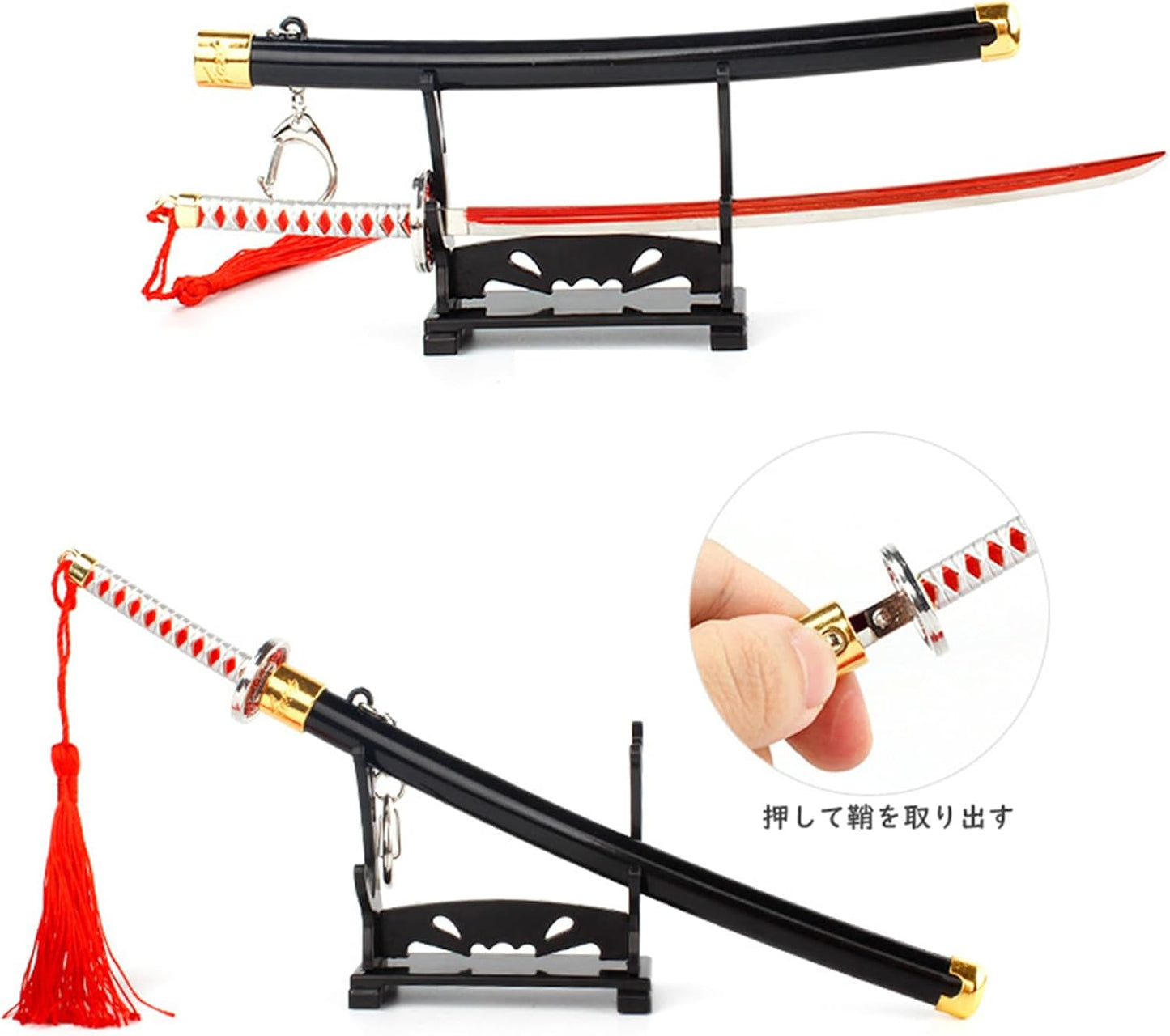 Monenjoy ミニ武器 鬼滅の刃　胡蝶 しのぶ 22cm 押して弾むキーホルダー 未開刃 おもちゃ 合金 レプリカ メタル製 キーホルダーアクセサリー キーリング キーチェーン 小物 雑貨 手遊び 卓上装備品 フィギュア武器 - Monenjoy