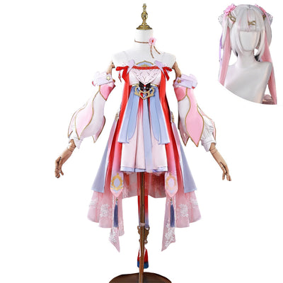 Monenjoy 鳴潮 今汐 春会い　桃の夭夭たる　 コスプレ衣装　ピンクドレス+髪飾り+首飾り付属 コスプレ/撮影イベント用