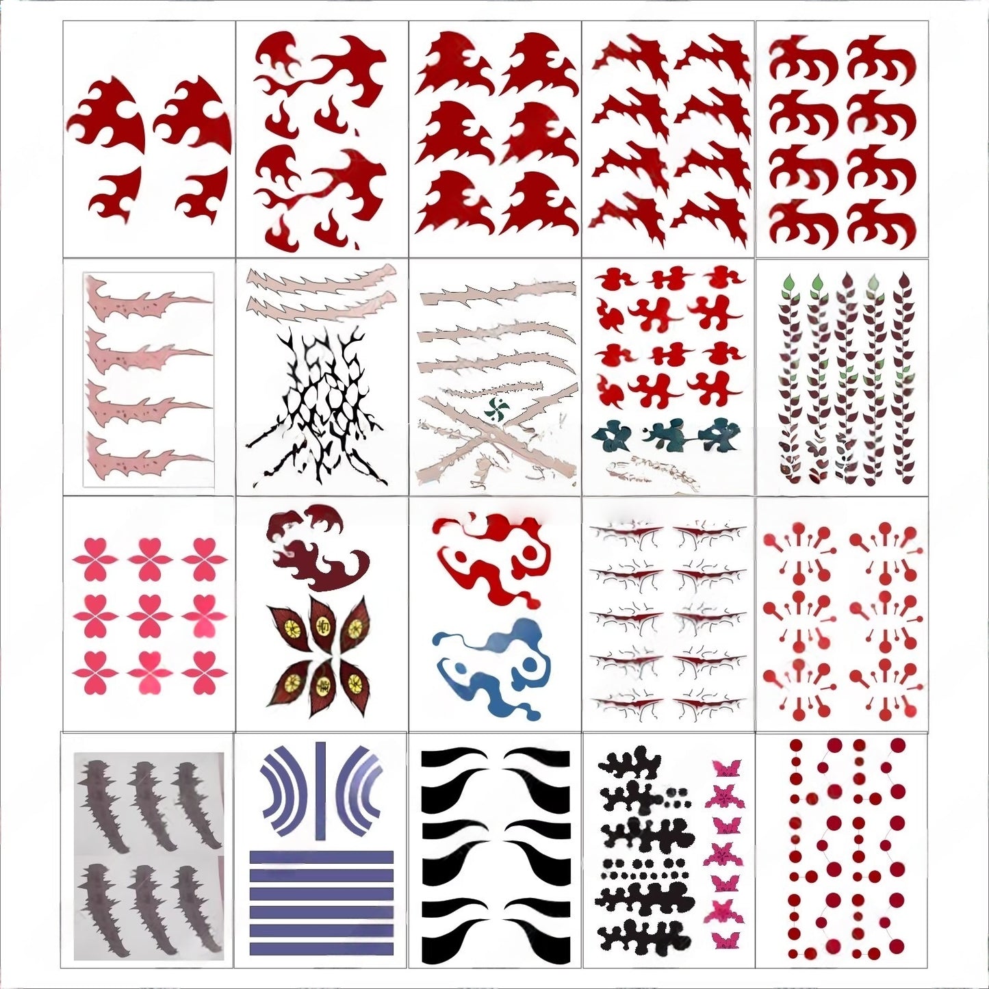 monenjoy Demon Slayer Tanjiro Tattoo Sticker Demon Slayer Demon Cosplay Accessories Flower Scar Sticker Face Demon Swordsman Spider Demon Set Goods Popular Stylish Decoration Fashion Halloween Event Equipment 