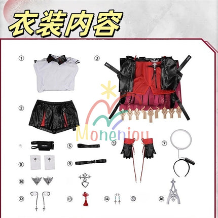 Monenjoy Arknights New Testament Exusiai Cosplay Costume Embroidered Pattern 3D Resin Accessories High Reproduction Combat Suit Design Exusiai the New Covenant 