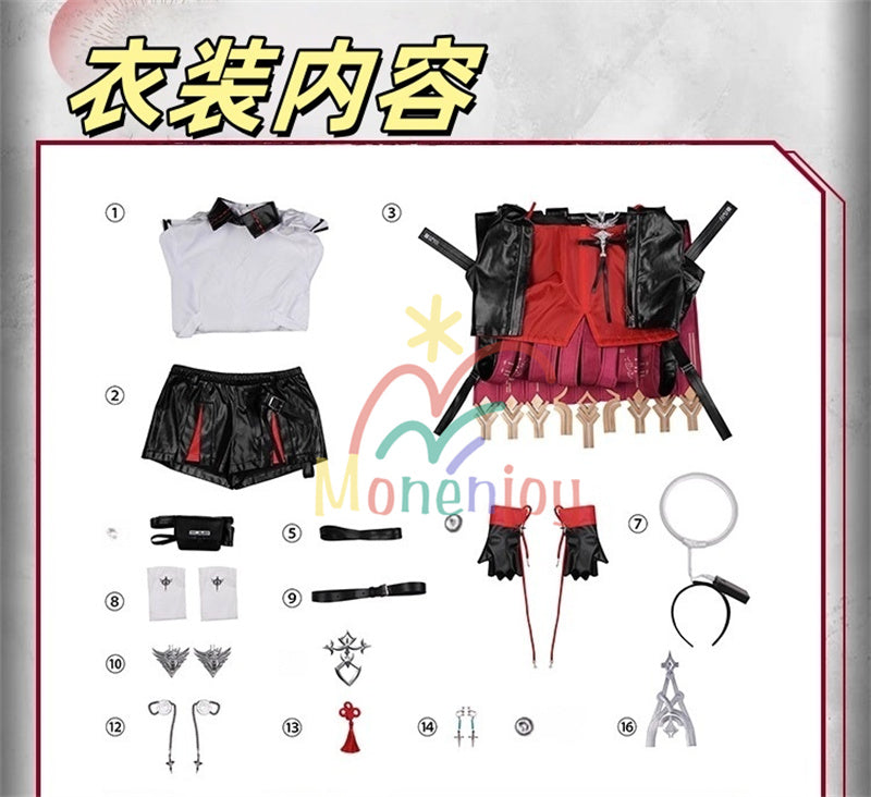 Monenjoy アークナイツ 新約エクシア コスプレ衣装刺繍柄　3ｄ樹脂アクセサリー　 高再現度 戦闘服デザイン　  Exusiai the New Covenant