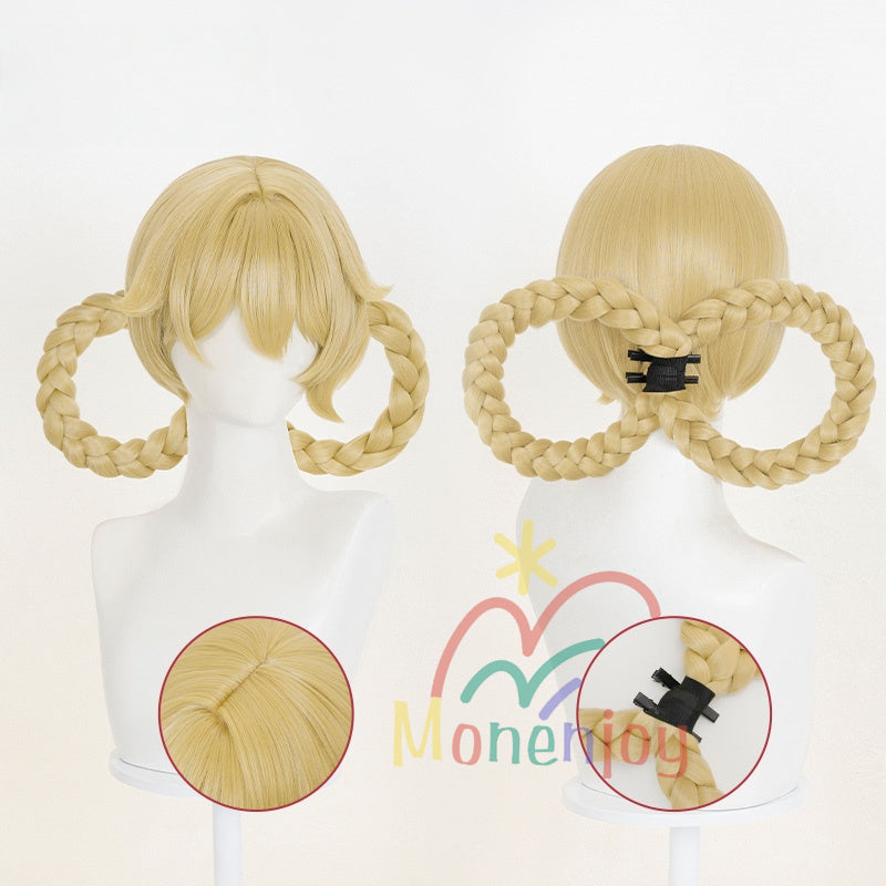 Monenjoy 原神　ヤフォダ　ウィッグ　Jahoda　カツラ　 ナド・クライ 金髪　宝盗団　イベント　賞金稼ぎ　コスプレGswig005