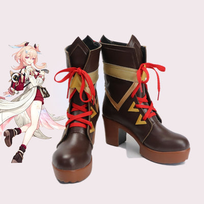 Monenjoy　原神 　リンネア / Linnea　シューズ　コスプレ道具　イベント　靴　ブーツ　ヒール9cm　険者協会（ナド・クライ支部）顧問＆博物学者 Monenjoy