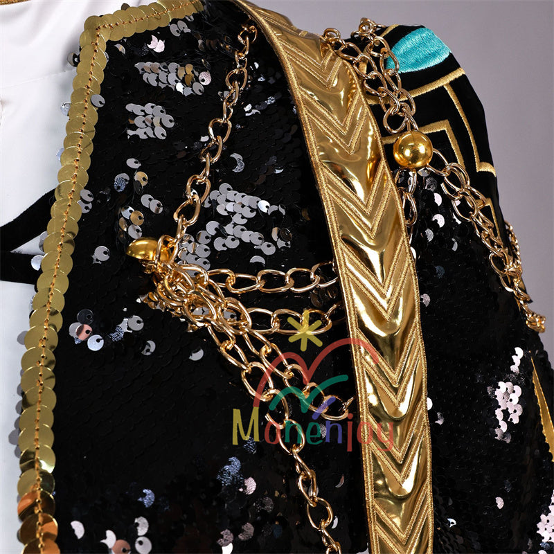 Monenjoy KPOP Girls! Demon Hunters Rumi Mila Zoe Cosplay Costume Stage Clothes Black Sparkly Live Clothes KPop Demon Hunters