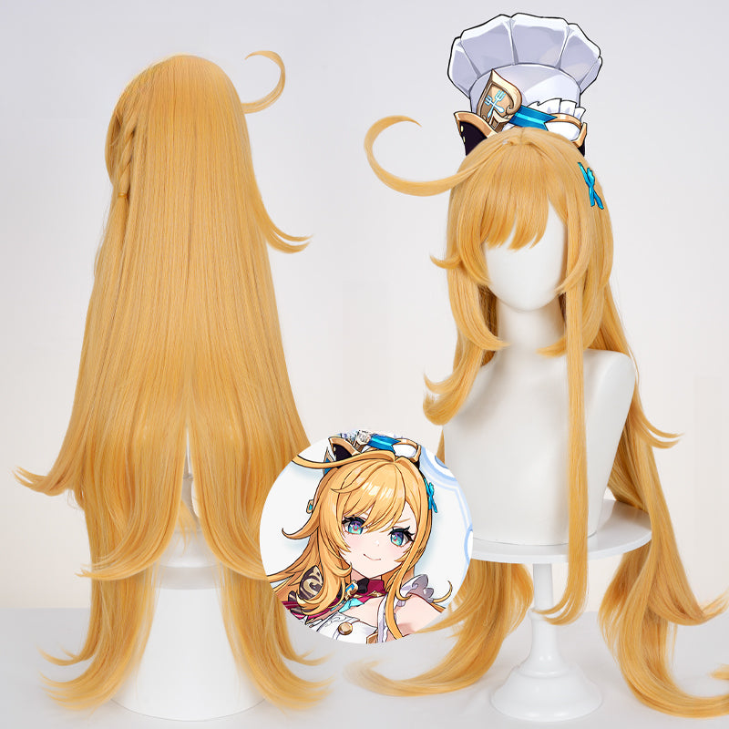 Monenjoy 原神　エスコフィエ　コスプレ衣装　 Escoffier　コスチューム　ワンピース　洋服　帽子付　3d樹脂アクセサリー　G1199 - Monenjoy