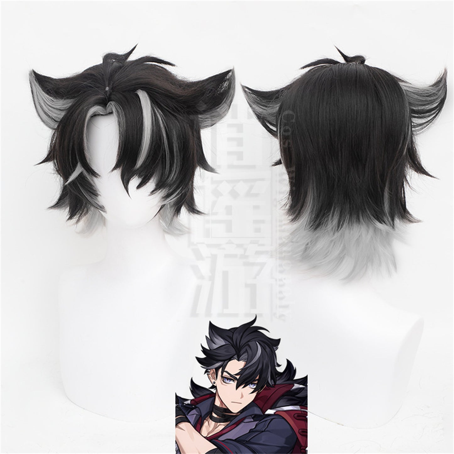 Monenjoy 原神（げんしん）　リオセスリ　35cm　ウィッグ　自然　ウィッグ　ショート　ういっぐ フルウィッグ　自然 つけ毛　 ふんわり カール　ライブ　フルウィッグ　お洒落 ファッション かつら - Monenjoy