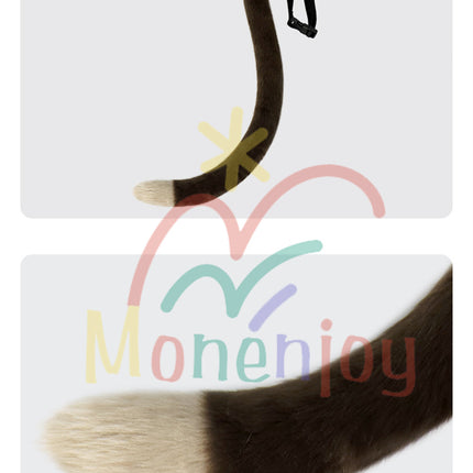Monenjoy 原神 リネット ふわふわ　耳飾り＋尻尾　可愛い　萌えグッズ　猫耳 きつね耳　コスプレ道具　アクセサリー　