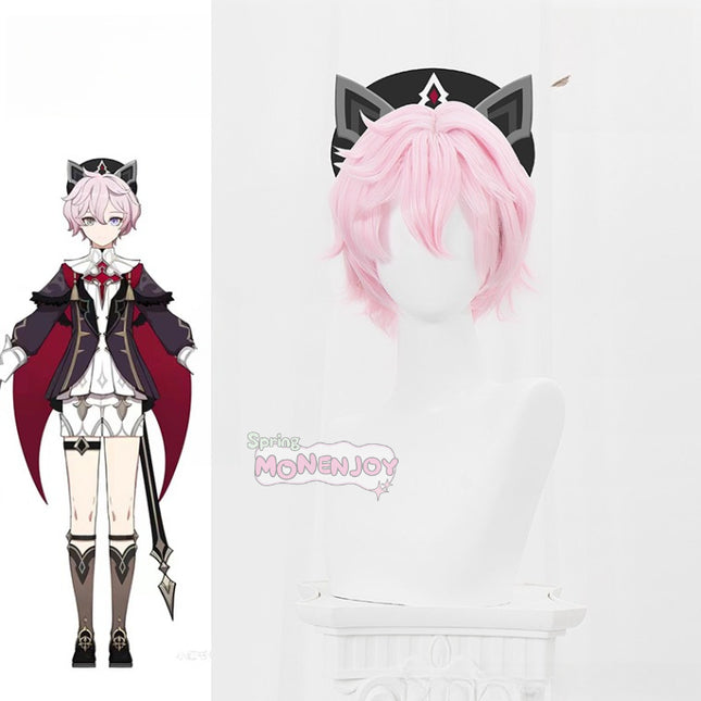 Monenjoy 原神　ダリア　ウィッグ　 Dahlia　ピンク色　コスプレ道具 長28cm　礼賛の祝祭　イベント　カツラGS1400 - Monenjoy