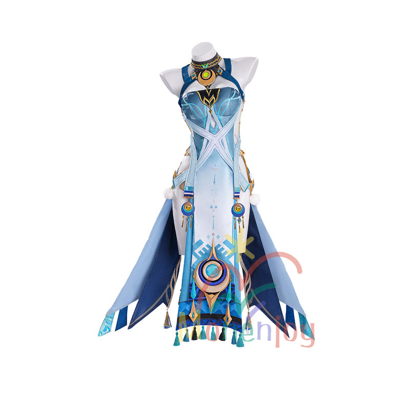 Monenjoy　原神　ラウマ　コスプレ衣装　 Lauma 　3d樹脂製髪飾り追加　ナド・クライ 　イベント　霜月の子 白銀の鹿座 　コスチュームgs1915