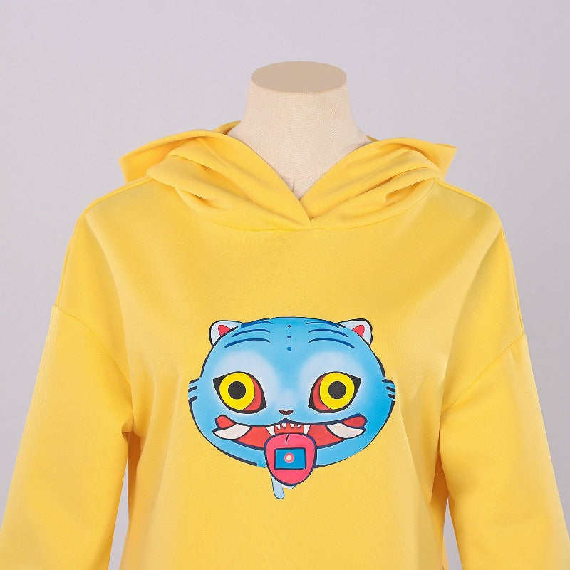 Monenjoy　KPOPガールズ! デーモン・ハンターズ　ゾーイ 　パーカー　黄色　オーバーサイズパーカー　 子供　ルミ　ミラ　 コスプレ衣装　舞台服　黒色　キラキラ　ライブ服　KPop Demon Hunters