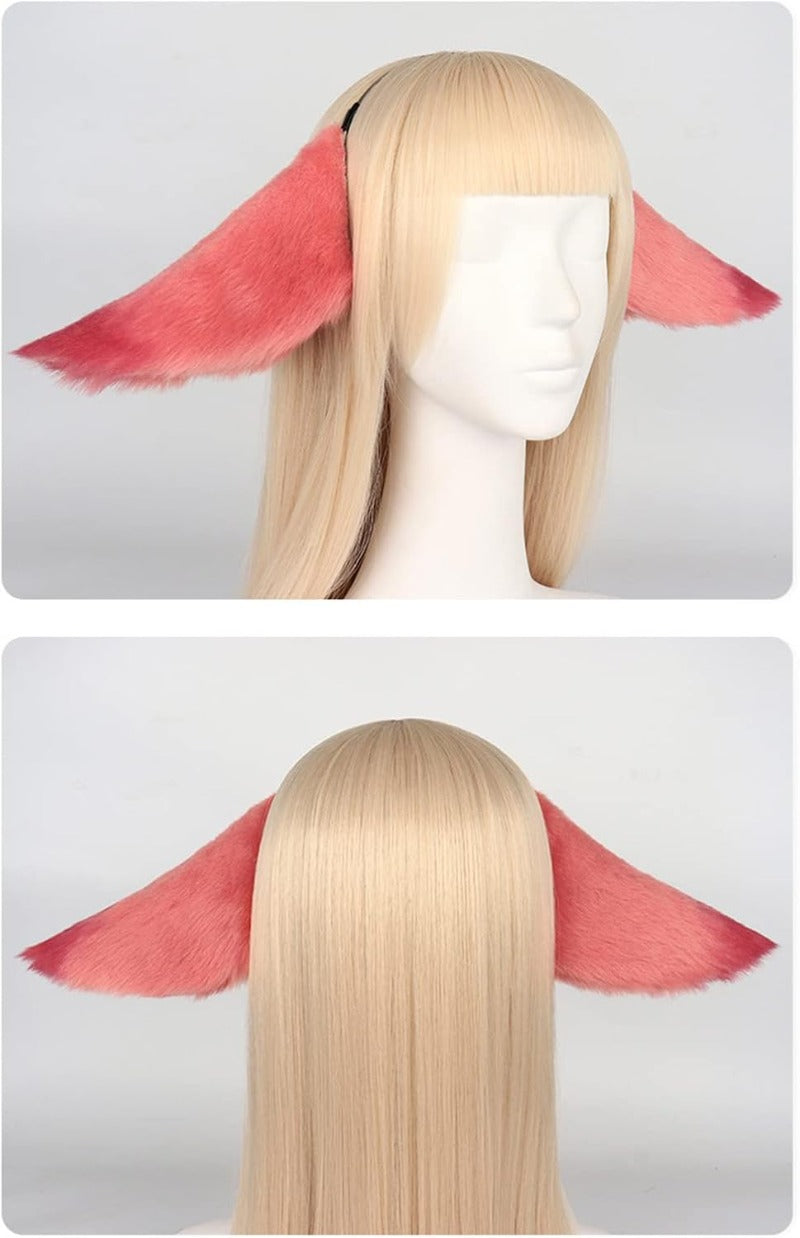 Monenjoy　原神 コスプレ道具 八重神子 コスプレ 小物 狐耳 垂れ 長 ワイヤー 調整可能 きつね みみ ピンク 手作り 髪飾り カチューシャ げんしん Cosplay グッズ コスプレ小物 可愛い