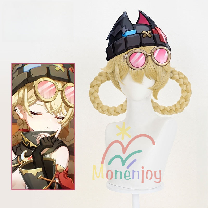 Monenjoy 原神　ヤフォダ　ウィッグ　Jahoda　カツラ　 ナド・クライ 金髪　宝盗団　イベント　賞金稼ぎ　コスプレGswig005