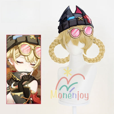 Monenjoy 原神　ヤフォダ　ウィッグ　Jahoda　カツラ　 ナド・クライ 金髪　宝盗団　イベント　賞金稼ぎ　コスプレGswig005