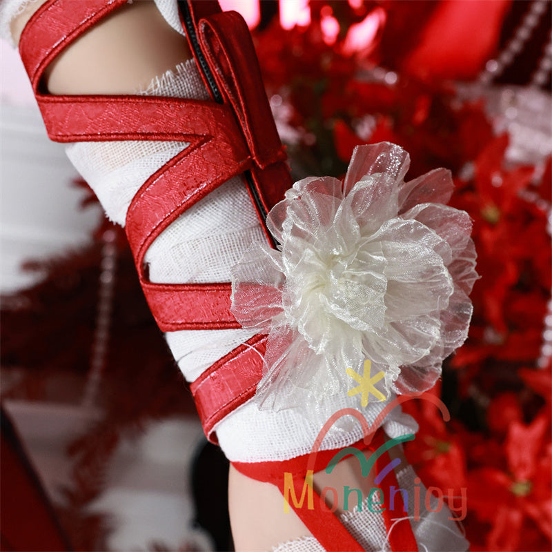 Monenjoy　鳴潮 フローヴァ コスプレ衣装　イベント　赤色　ワンピース 　3d樹脂製パーツ　ジャカード生地　ウィッグ　サンダル追加　コスチュームGS1927