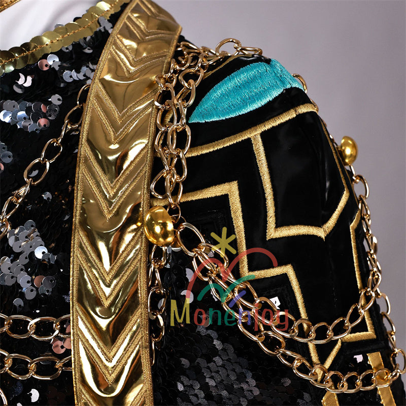 Monenjoy KPOP Girls! Demon Hunters Rumi Mila Zoe Cosplay Costume Stage Clothes Black Sparkly Live Clothes KPop Demon Hunters