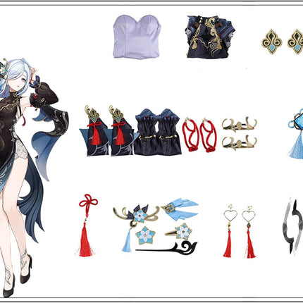 Monenjoy 原神 申鶴 しんかく 冷花幽露 礼服 ワンピース 洋服 コスチューム イベント コスプレ ハロウィン 洋風 可愛い 舞台衣装
