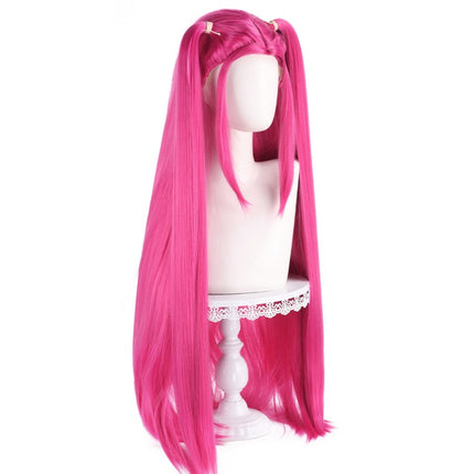 Monenjoy KPOPガールズ! デーモン・ハンターズ　ローズレッド ミラ　ウィッグ 100cm  ゾーイ コスプレ道具　カツラ　アクセサリー　