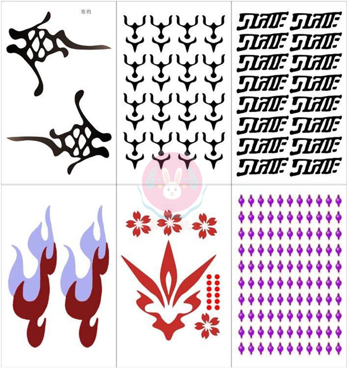 monenjoy 崩壊スターレイル アベンチュリン コスプレ　タトゥーシール　小物 花 炎 文字 顔 背中 首元 ボディーシール セット グッズ 人気 おしゃれ 飾り ファッション ハロウィン イベント 装備品 - Monenjoy