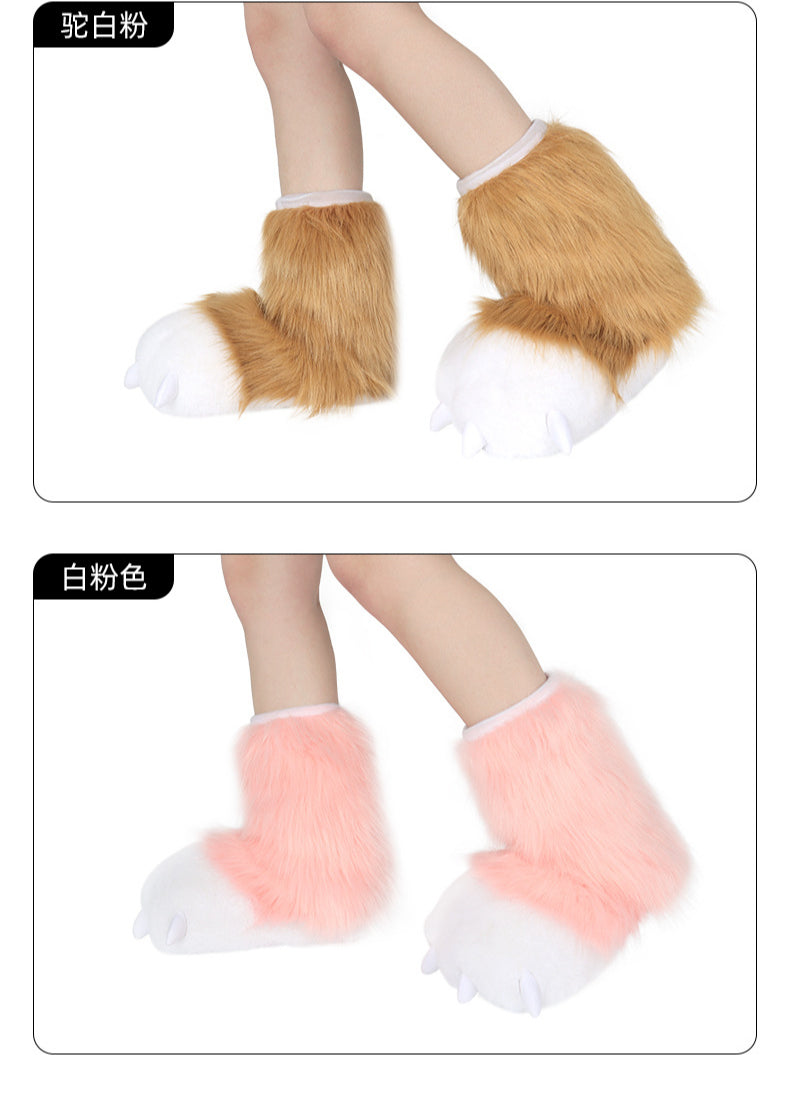 Monenjoy　ファースーツ 手 爪 肉球　もふもふ ハード てぶくろ 犬 狼 ネコ ケモノ 動物 擬人観 獣人 kigurumi Fursuit コスプレ道具 アクセサリーGS1160 - Monenjoy