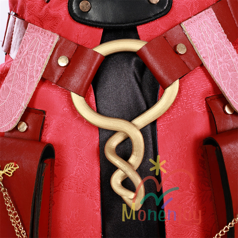 Monenjoy　鳴潮 フローヴァ コスプレ衣装　イベント　赤色　ワンピース 　3d樹脂製パーツ　ジャカード生地　ウィッグ　サンダル追加　コスチュームGS1927