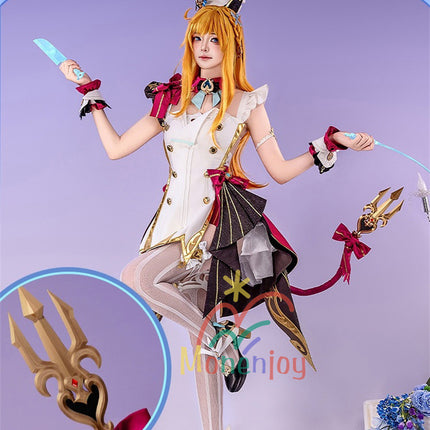 Monenjoy Genshin Escoffier One Piece Escoffier Cosplay Costume Ice God's Eye Chef 3D Resin Tail Genshin Fontaine
