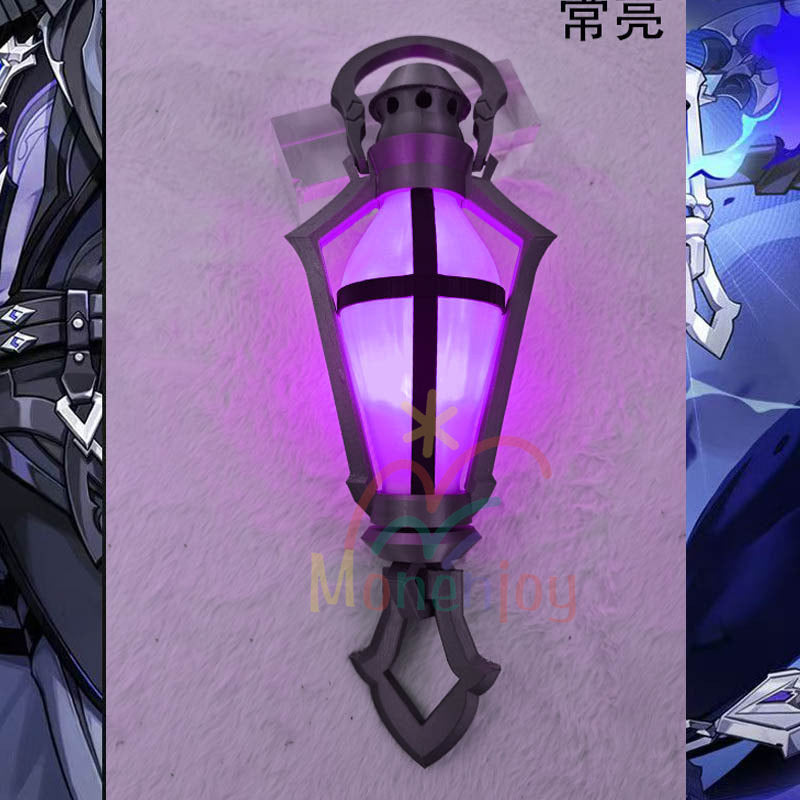 Monenjoy　原神 フリンズ コスプレ道具　40cm　ライトキーパー　 Flins　ナドクライ　夜想曲　ブルー色　紫色発光　孤灯　アクセサリー