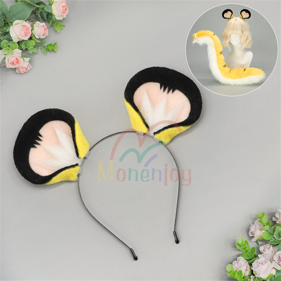Monenjoy Zenless Zone Zero Chi Fufu Tiger ears Tail Fox ears Tachibana Fukufuku Headband Animal ears Fluffy Ear cosplay Cosplay hair wear Cute Moe goods Cat ears Fox ears Cosplay tools Accessories 