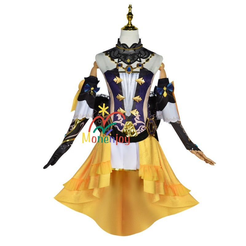 原神ナヴィア コスプレ衣装　立体3d樹脂装飾＋帽子付属　高弾性マットレザー採用｜MONENJOY   - Monenjoy