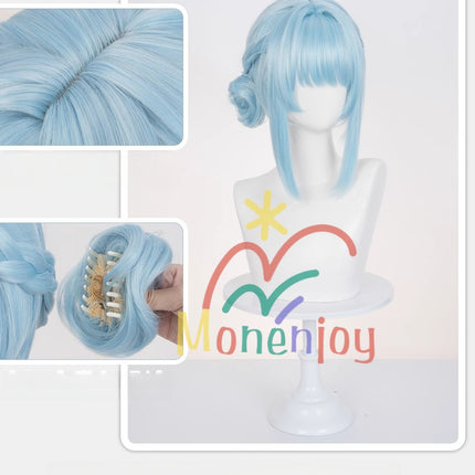 Monenjoy Genshin Impact Yennefer Cosplay Wig 40 ซม. Buzzing Thunder Wave 