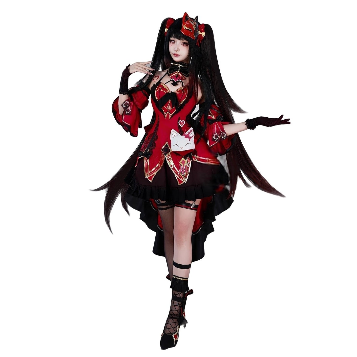 Monenjoy 崩壊スターレイルx崩壊3rdコラボ 花火　願い拓く天光　花火·千面役者　コスプレ衣装　仮面の愚者　コスチューム　イベント　仮装　cosplay　ウィッグ＋マスク追加可能 - Monenjoy