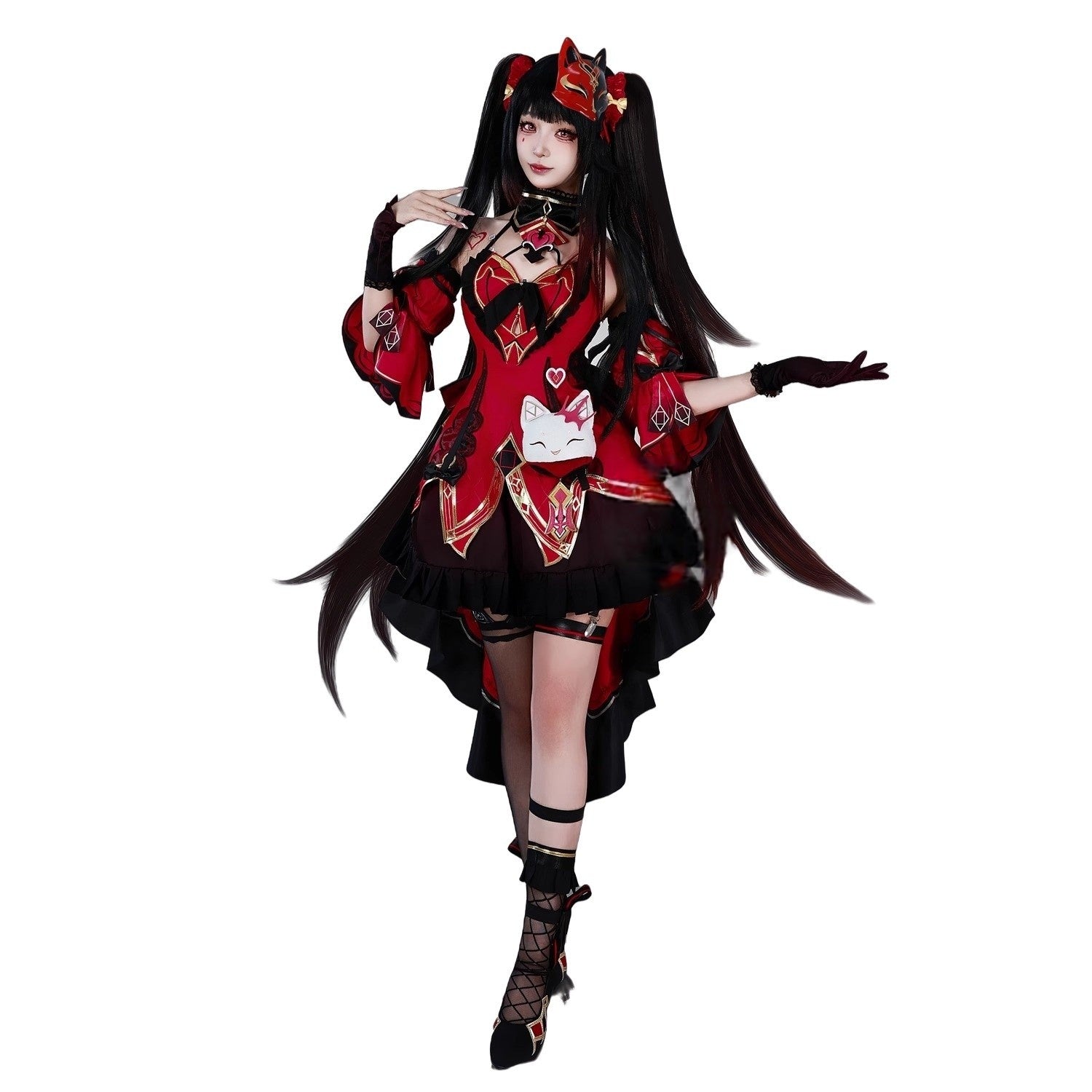 Monenjoy 崩壊スターレイルx崩壊3rdコラボ 花火　願い拓く天光　花火·千面役者　コスプレ衣装　仮面の愚者　コスチューム　イベント　仮装　cosplay　ウィッグ＋マスク追加可能 - Monenjoy