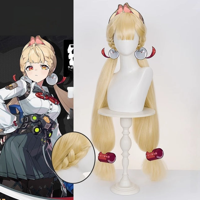 Monenjoy ゼンレゼンレスゾーンゼロ アリス  コスプレウィッグ 90㎝ ゼンゼロ 怪啖屋 黄色 アリス・タイムフィールド ウィッグ