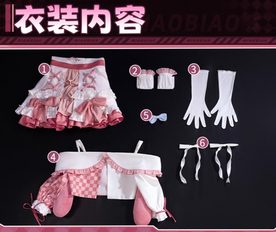 Monenjoy Girls Band Cry x Sanrio Characters Hina x My Melody Cosplay Costume Pink Costume Cute