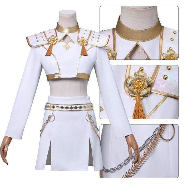 Monenjoy　KPOPガールズ! デーモン・ハンターズ　ゾーイ　ミラ　白色　コスプレ衣装　ライブ服　舞台服　KPop Demon Hunters