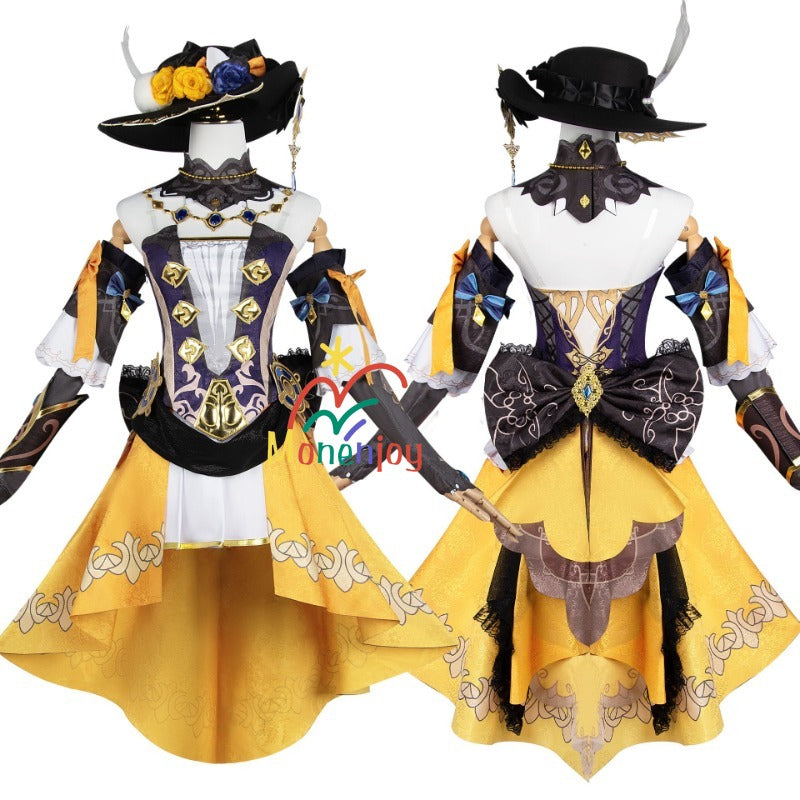原神ナヴィア コスプレ衣装　立体3d樹脂装飾＋帽子付属　高弾性マットレザー採用｜MONENJOY   - Monenjoy