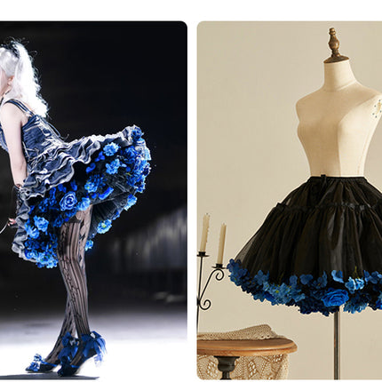 Monenjoy　ロリータ　ペチコート　花　クリノリン　バッスル　ティアードペチコート　ふわもこアンダー　ふんわり　コスプレ道具　地雷系　GS1220 - Monenjoy